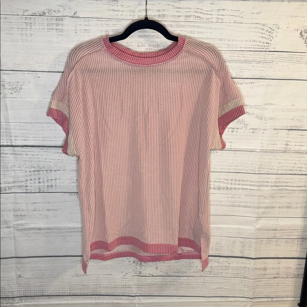 NWOT Light Pink Short Sleeve Knit Top by - Picture 7 of 7